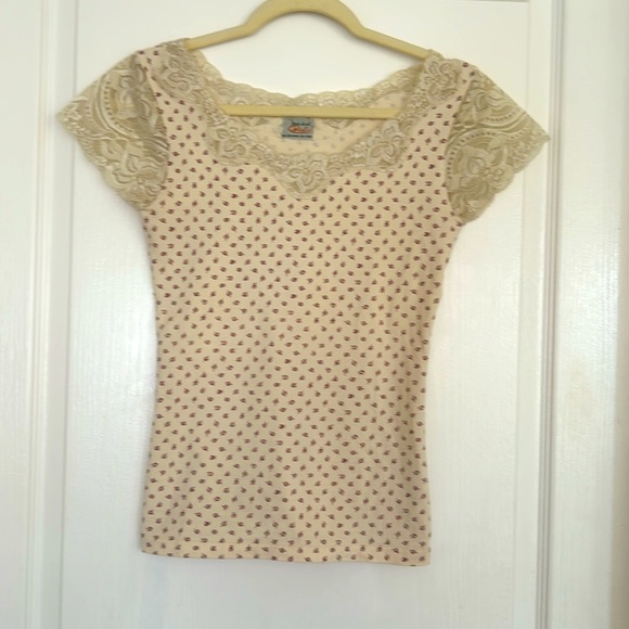 Chevignon Girl Floral Top with Lace Trim - Picture 4 of 7